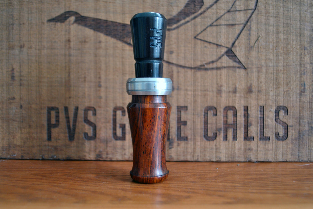 N0.2 - Cocobolo and Blackwood Duck Call with aluminum band- OIL FINISH