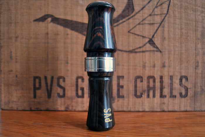 N0.5 - Cocobolo and Blackwood Goose Call - Stainless Steel band