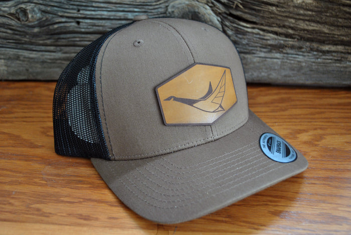 PVS GAME CALLS  leather patch hat - Brown mesh back